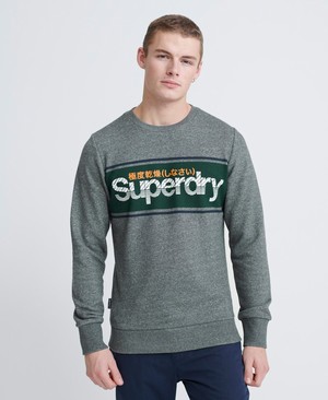 Superdry Core Logo Stripe Loopback Crew Férfi Pulóver Szürke | DUBLJ0764